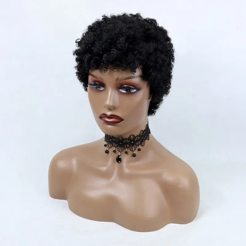 100 Human hair Short Afro Textured Wig