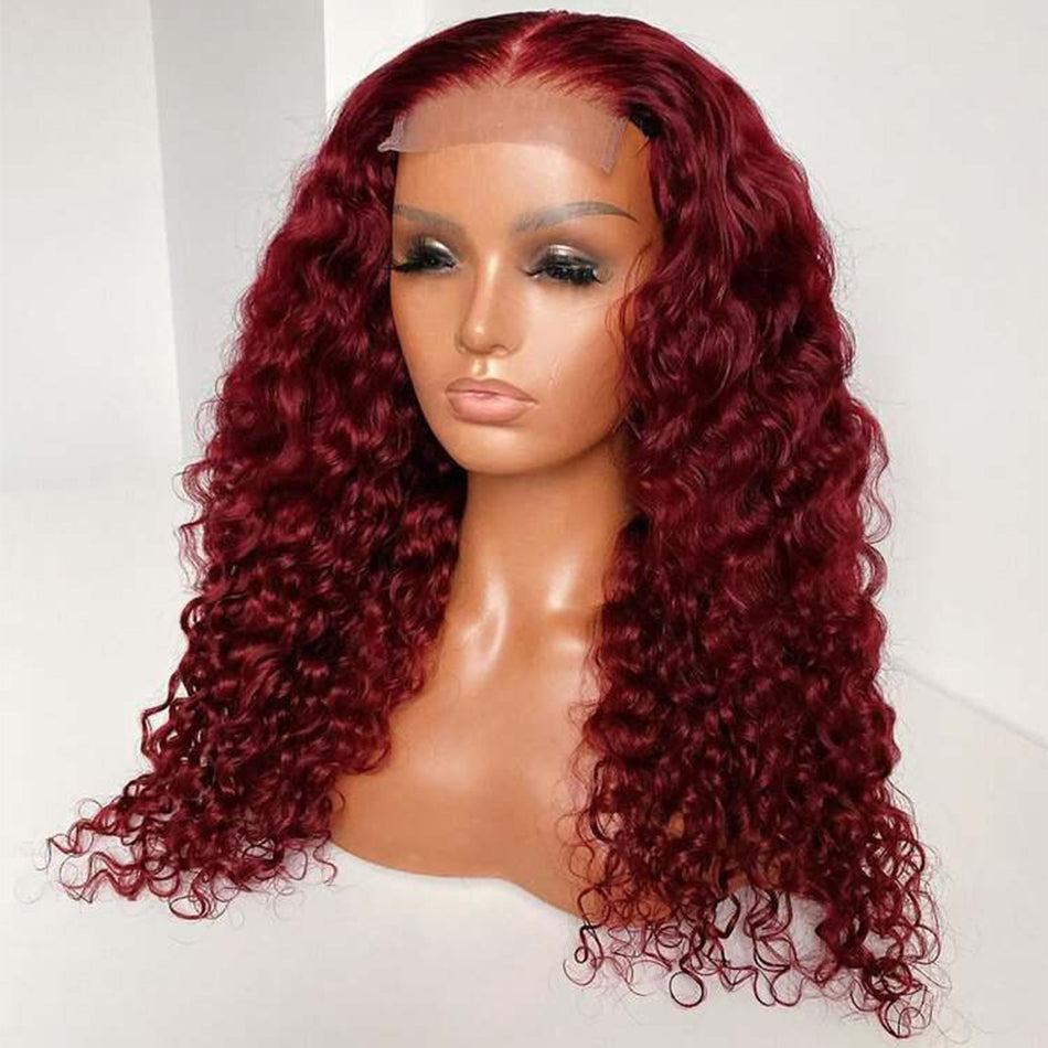 4 4 Lace Front 4A Curly Burg color