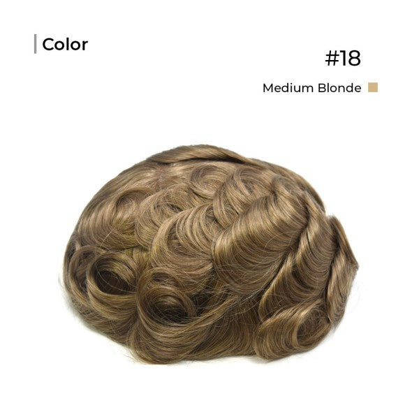 Natural Blonde Blonde 80% grey Toupee Monofilament Lace Top With Natural Hair Line - Thin Skin Toupee Hair Piece 0.12mm Injected Poly Skin Toupee 100% European Human Hair 8''x10'' - Natural Hairline. 1B# Off Black)