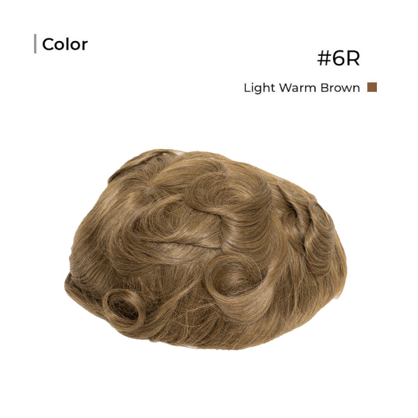 Dirty Blonde 80% grey Toupee Monofilament Lace Top With Natural Hair Line - Thin Skin Toupee Hair Piece 0.12mm Injected Poly Skin Toupee 100% European Human Hair 8''x10'' - Natural Hairline. 1B# Off Black)