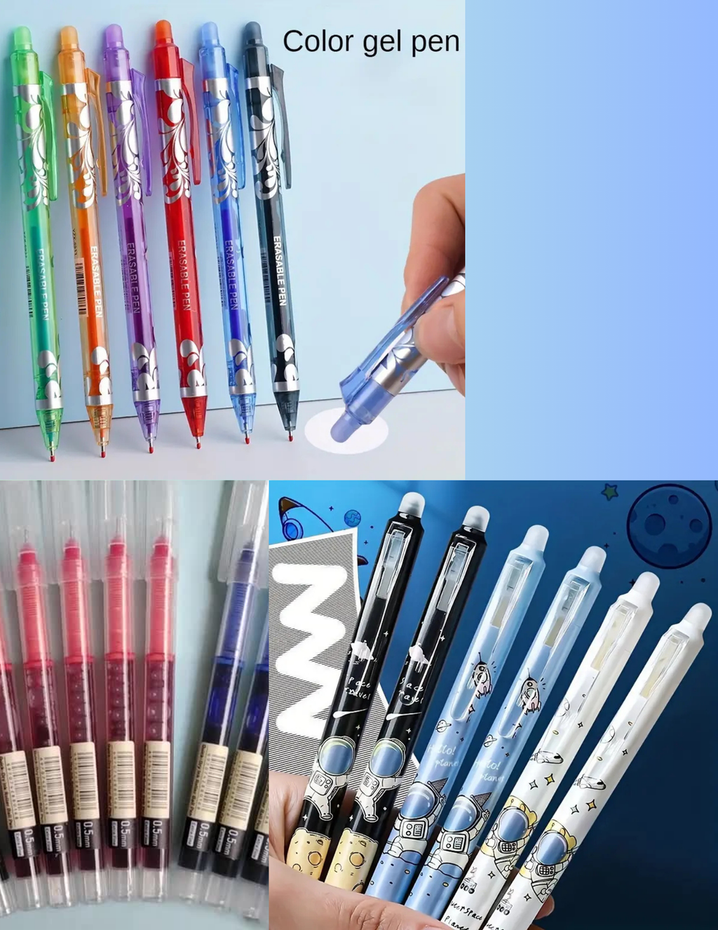 Erasable Kids Pens + Free pen grip+  refill