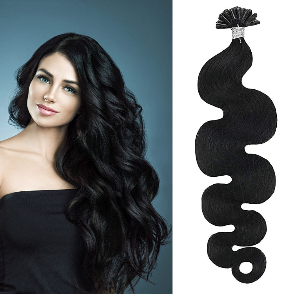 Jet Black Fusion Hair Extensions 100% Remy Human Hair fusion Extensions - Utips/Flat tips Hair Canadare Bonded