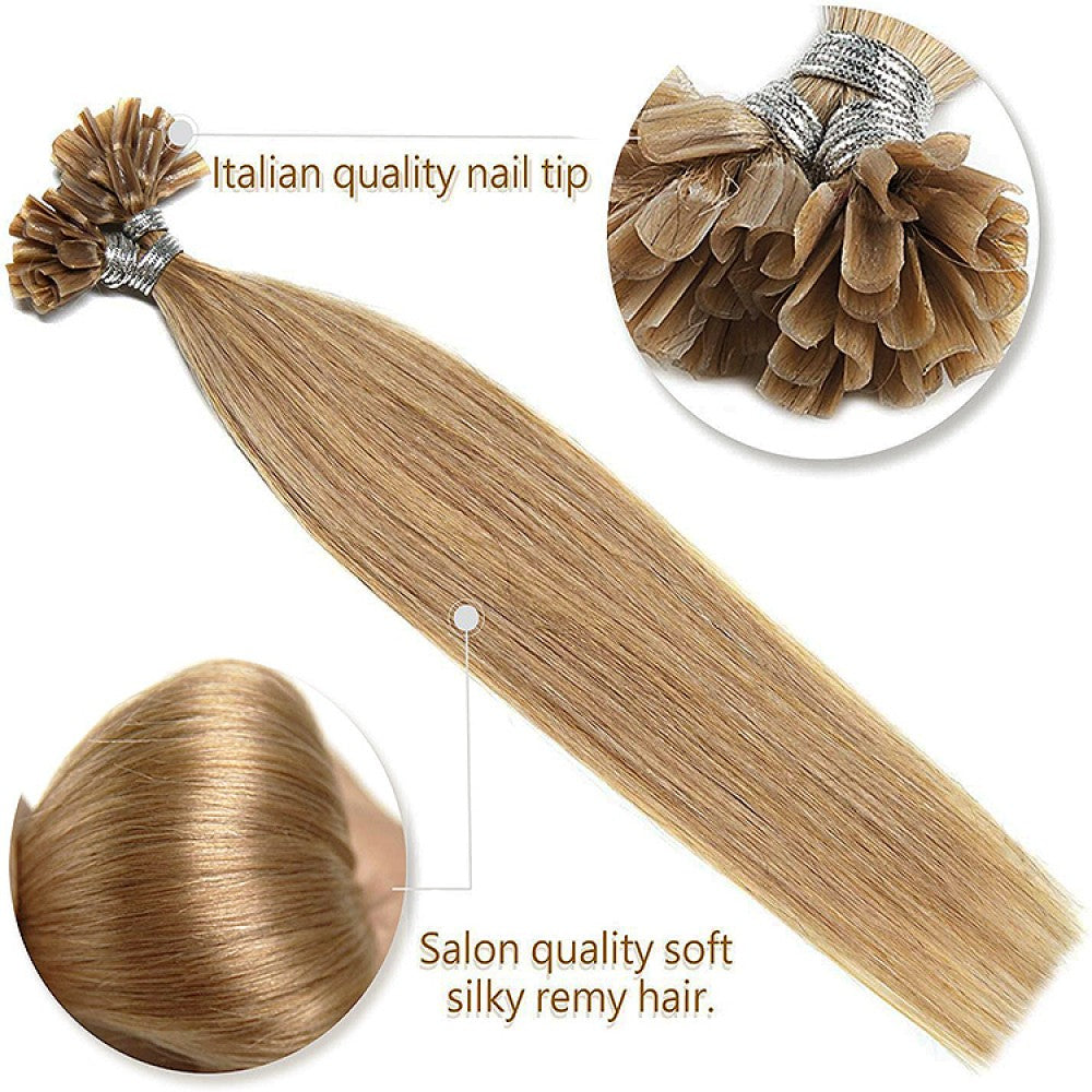 #12 Golden Blonde k-tips Pre-bonded Fusion Hair Extensions 100% Remy Human Hair fusion Extensions - Utips/Flat tips Hair Canadare Bonded