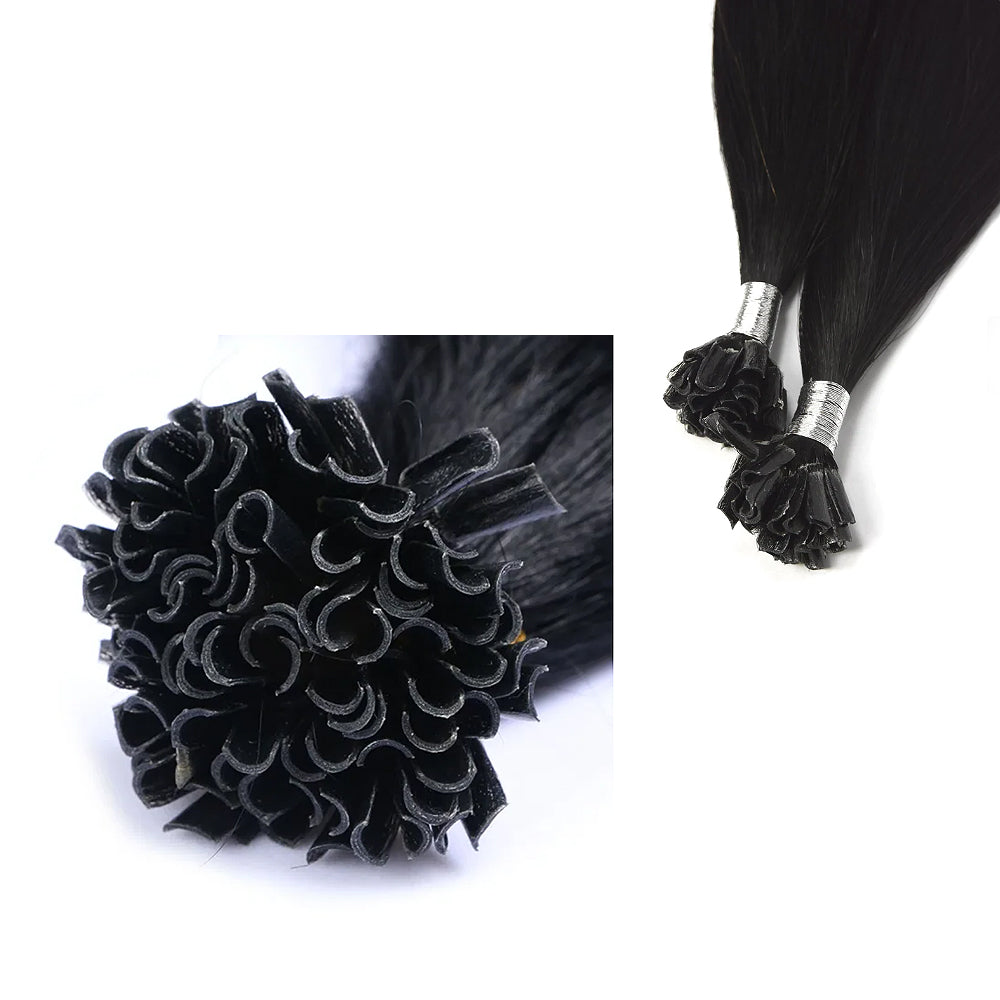 Jet Black Fusion Hair Extensions 100% Remy Human Hair fusion Extensions - Utips/Flat tips Hair Canadare Bonded