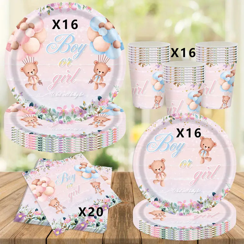 Gender Reveal Party - Table set charger Plates collection