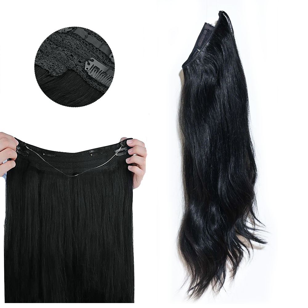 #1B Off BLACK Halo Invisible Seamless Halo Hair Extension