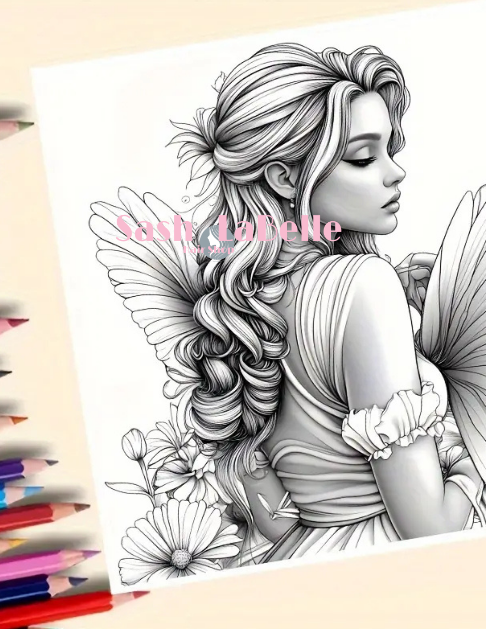 Hairstyles Coloring Book + free Multi-Colored Pencil Crayons