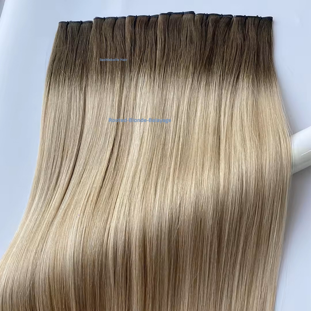 Invisible-tape tape -in Extension - Rooted Platinum Blonde Balayage (R8/613)