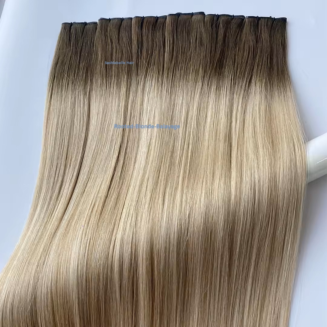 Invisible-tape tape -in Extension - Rooted Platinum Blonde Balayage (R8/613)