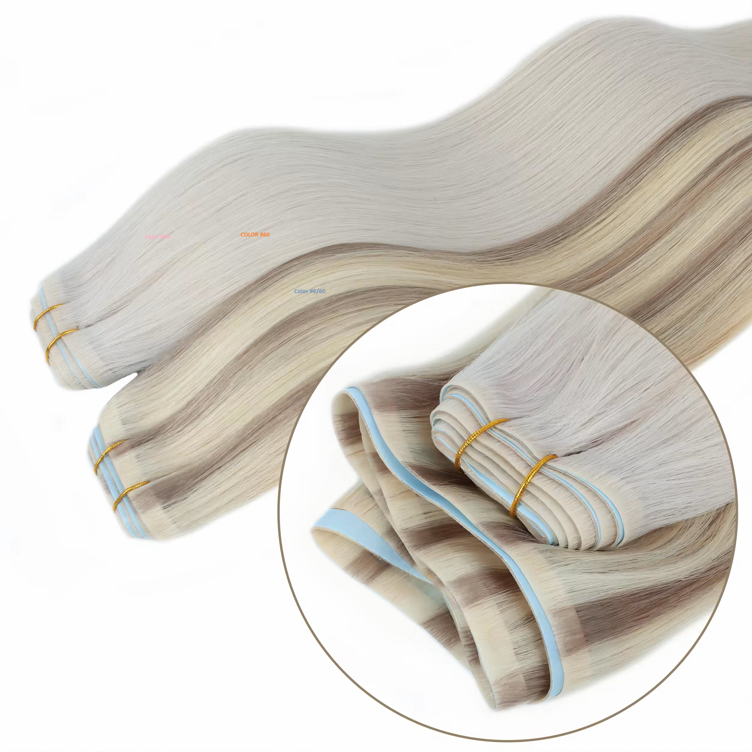 Invisible Injection tape -in Extension - Bleach-White blonde hair extensions