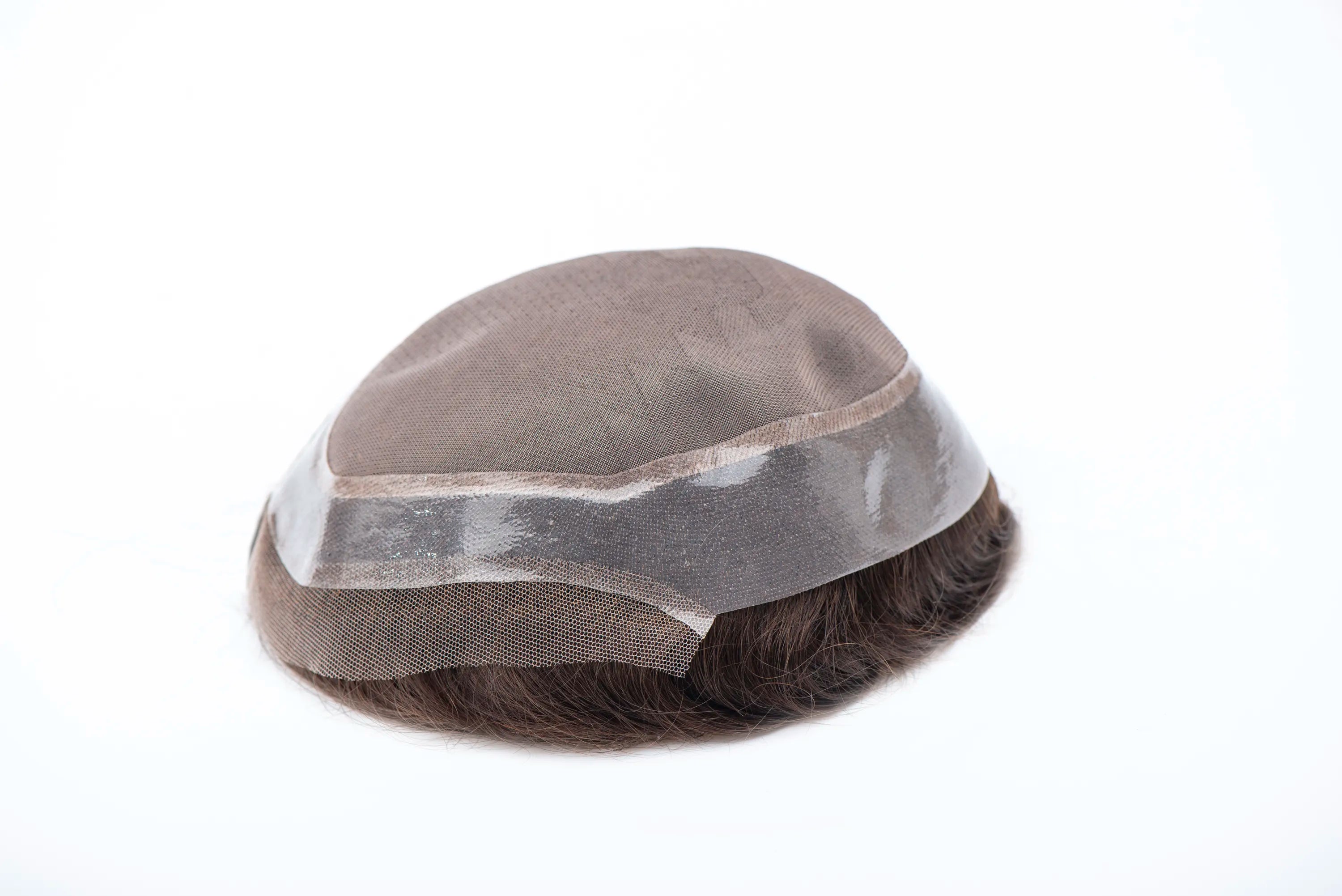 Copper Blonde Toupee Monofilament Lace Top With Natural Hair Line - Thin Skin Toupee Hair Piece 0.12mm Injected Poly Skin Toupee 100% European Human Hair 8''x10'' - Natural Hairline. 1B# Off Black)