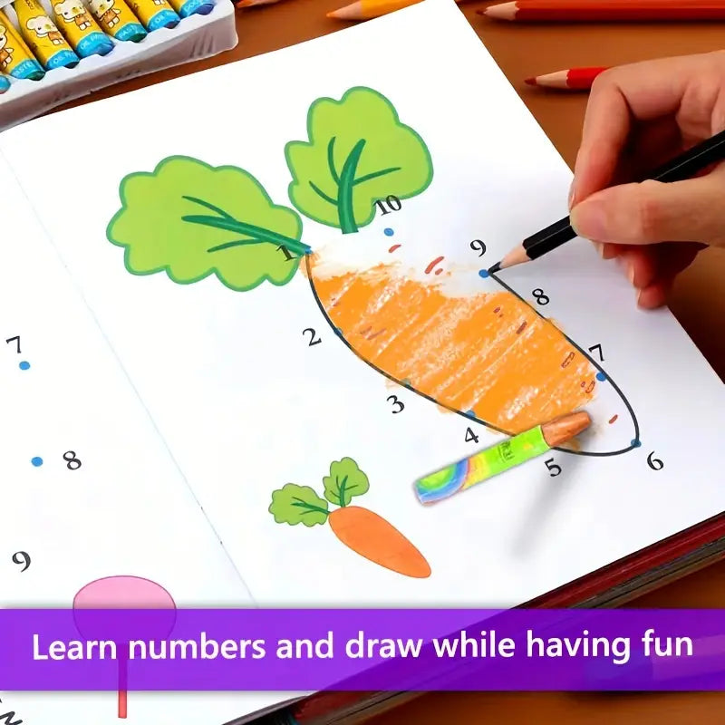 3-6 Year Old Numbers + Drawing Workbook + free Colored Pencil Crayons