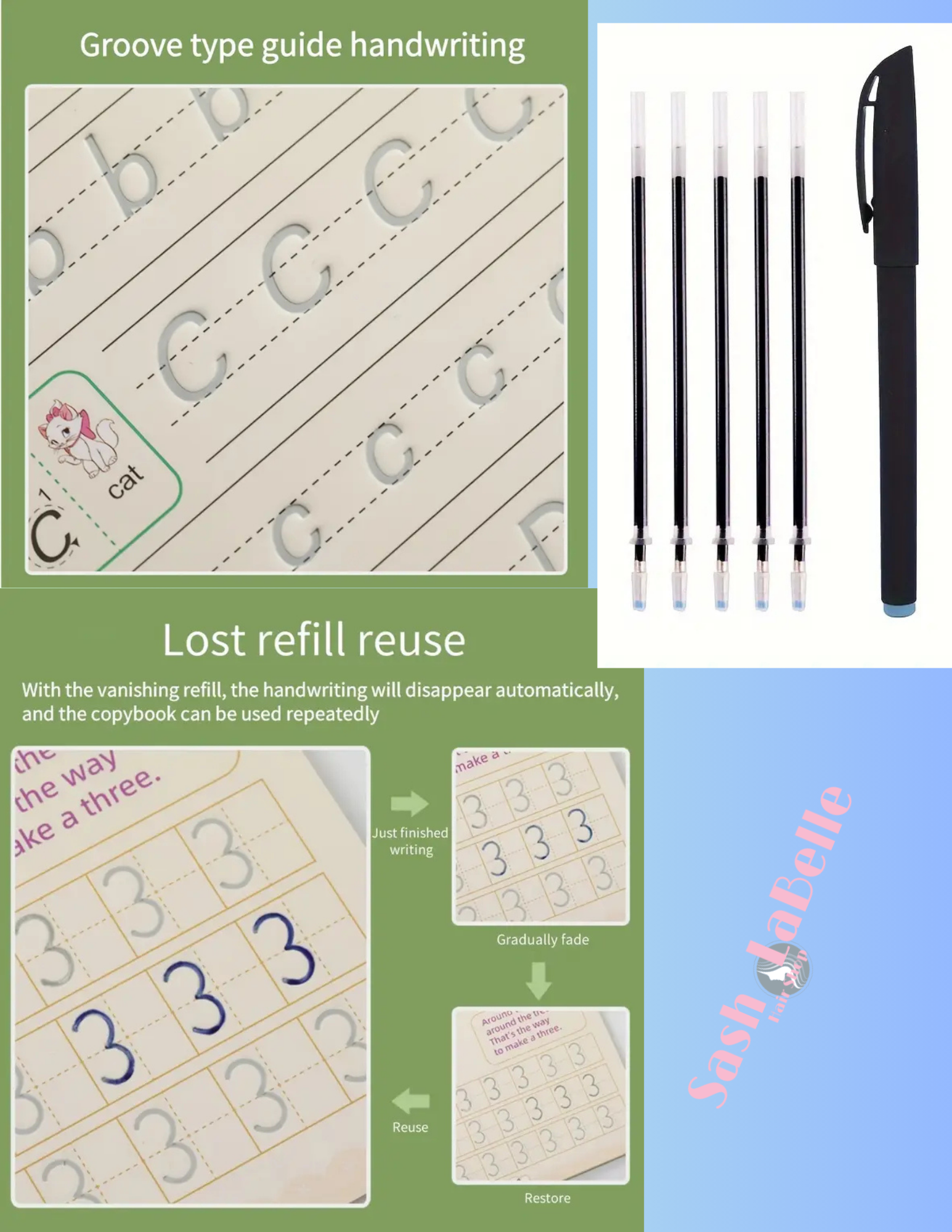 3-6 Year Old Grooved Writing Workbook - One Book REPEATED Use