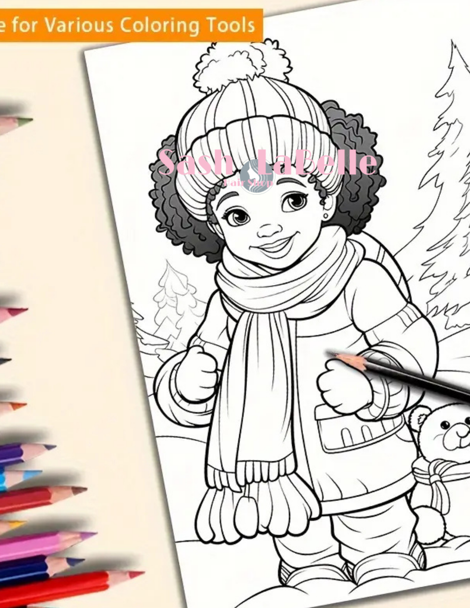 Ethnic Coloring Books -(African American Kids Coloring Books) + free Multi-Colored Pencil Crayons