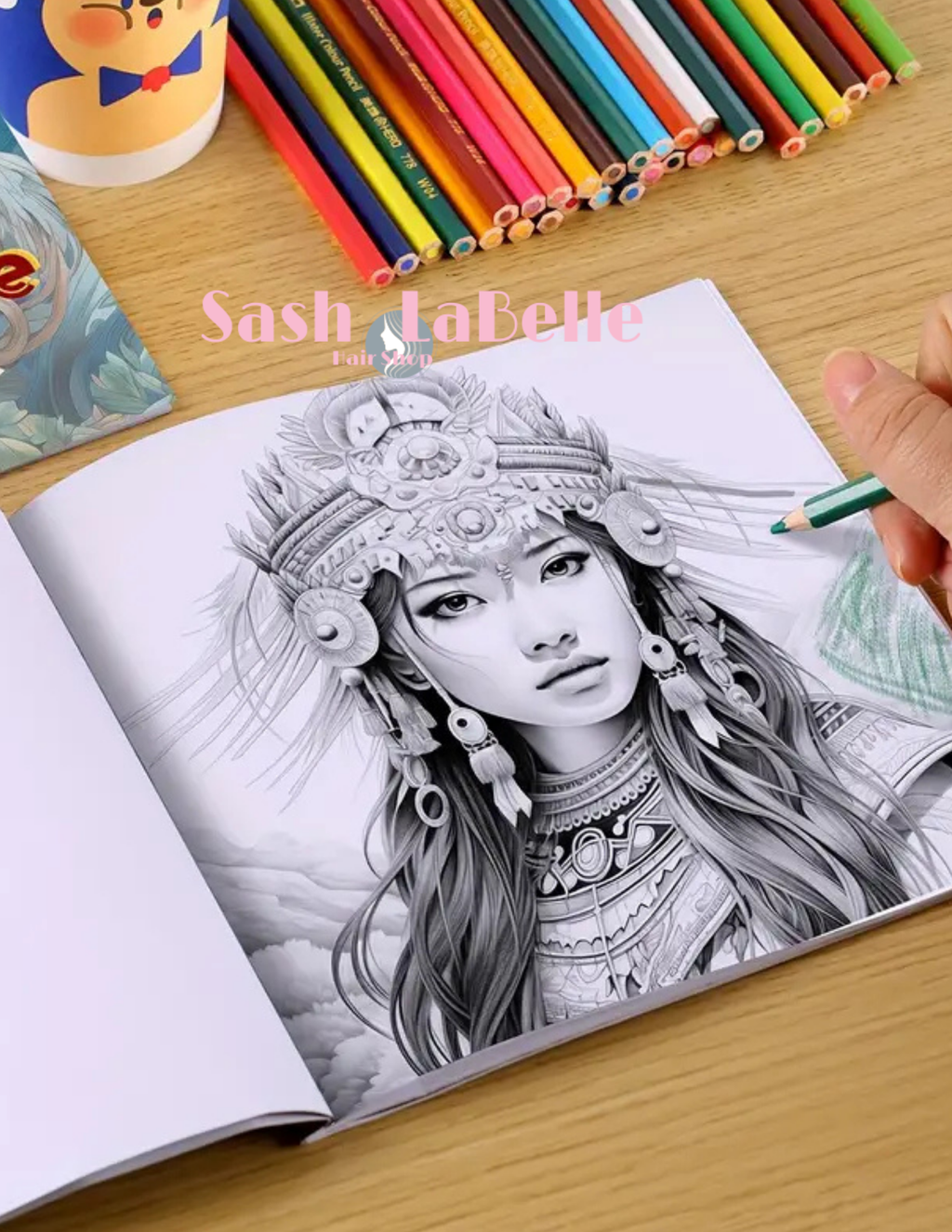 Ethnic Coloring Books + free Multi-Colored Pencil Crayons