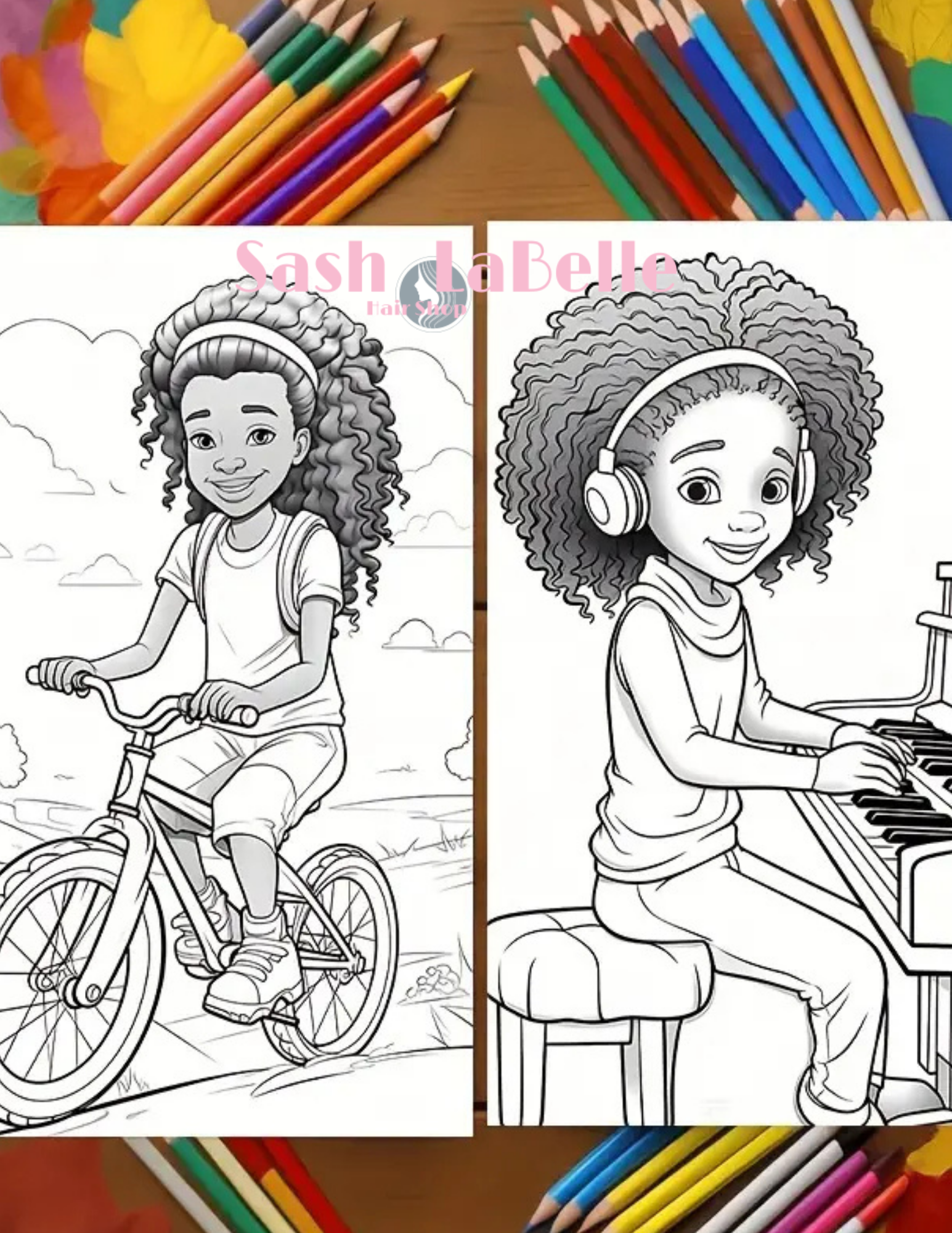 Ethnic Coloring Books -(African American Kids Coloring Books) + free Multi-Colored Pencil Crayons