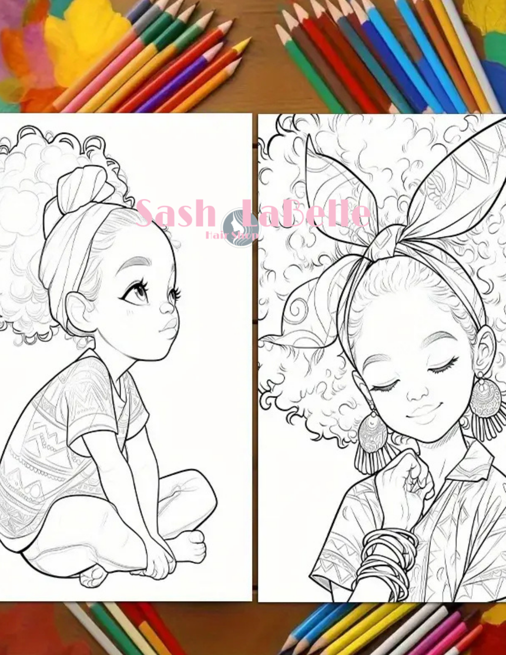 Ethnic Coloring Books -(African American Kids Coloring Books) + free Multi-Colored Pencil Crayons