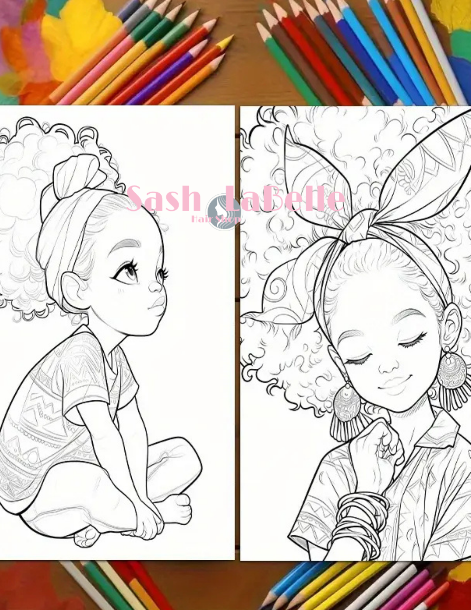 Ethnic Coloring Books -(African American Kids Coloring Books) + free Multi-Colored Pencil Crayons