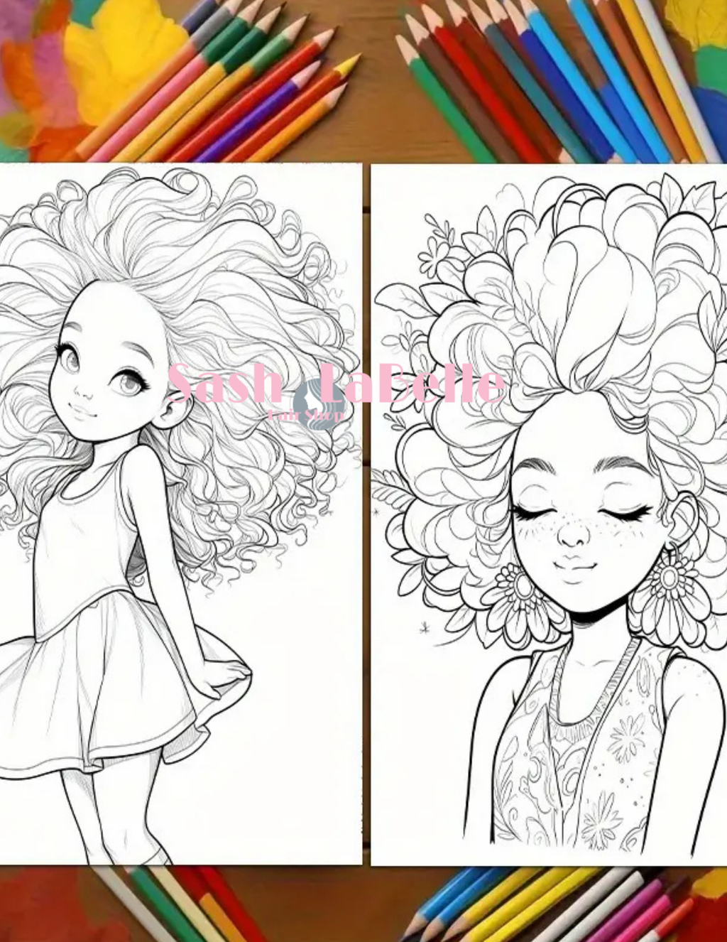 Ethnic Coloring Books -(African American Kids Coloring Books) + free Multi-Colored Pencil Crayons