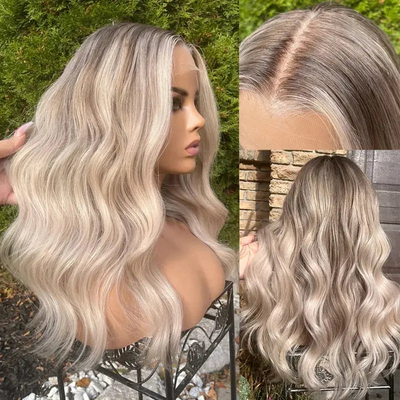 Rooted Bleach Blonde 4"x4'' silk+1” Lace - 100% European Silk-Base Hair Topper Canada