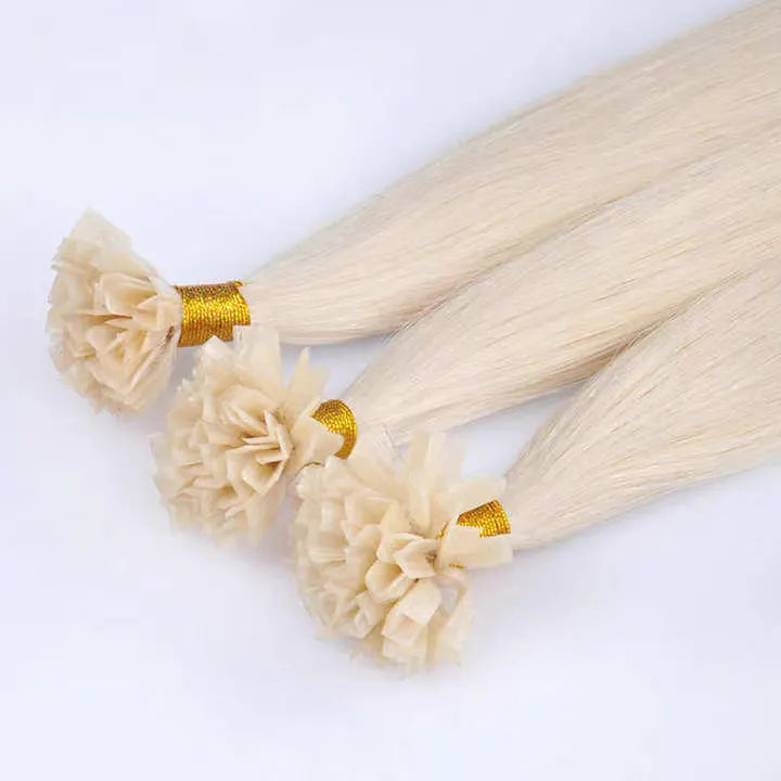 #60-Bleach Blonde Fusion Hair Extensions 100% Remy Human Hair fusion Extensions - Utips/Flat tips Hair Canada
