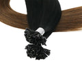 #1B/3 Natural Black/Dark Brown Ombre Highlights k-tips Pre-bonded Fusion Hair Extensions 100% Remy Human Hair fusion Extensions - Utips/Flat tips Hair Canadare Bonded