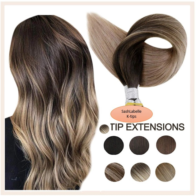 Ombre-Balayage Highlight Fusion Hair Extensions 100% Remy Human Hair fusion Extensions - Utips/Flat tips Hair Canada
