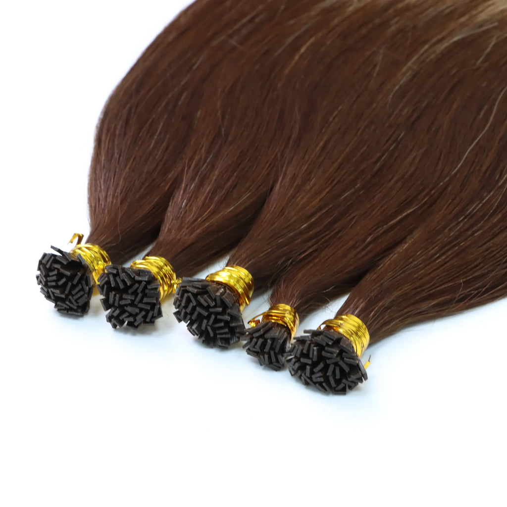 Brunet Brown Fusion Hair Extensions 100% Remy Human Hair fusion Extensions - Utips/Flat tips Hair Canadare Bonded