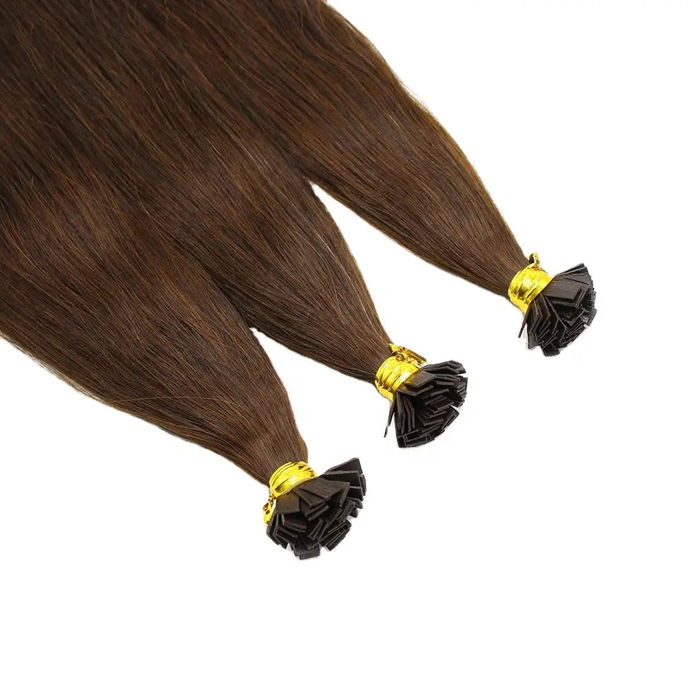 Brunet Brown Fusion Hair Extensions 100% Remy Human Hair fusion Extensions - Utips/Flat tips Hair Canadare Bonded