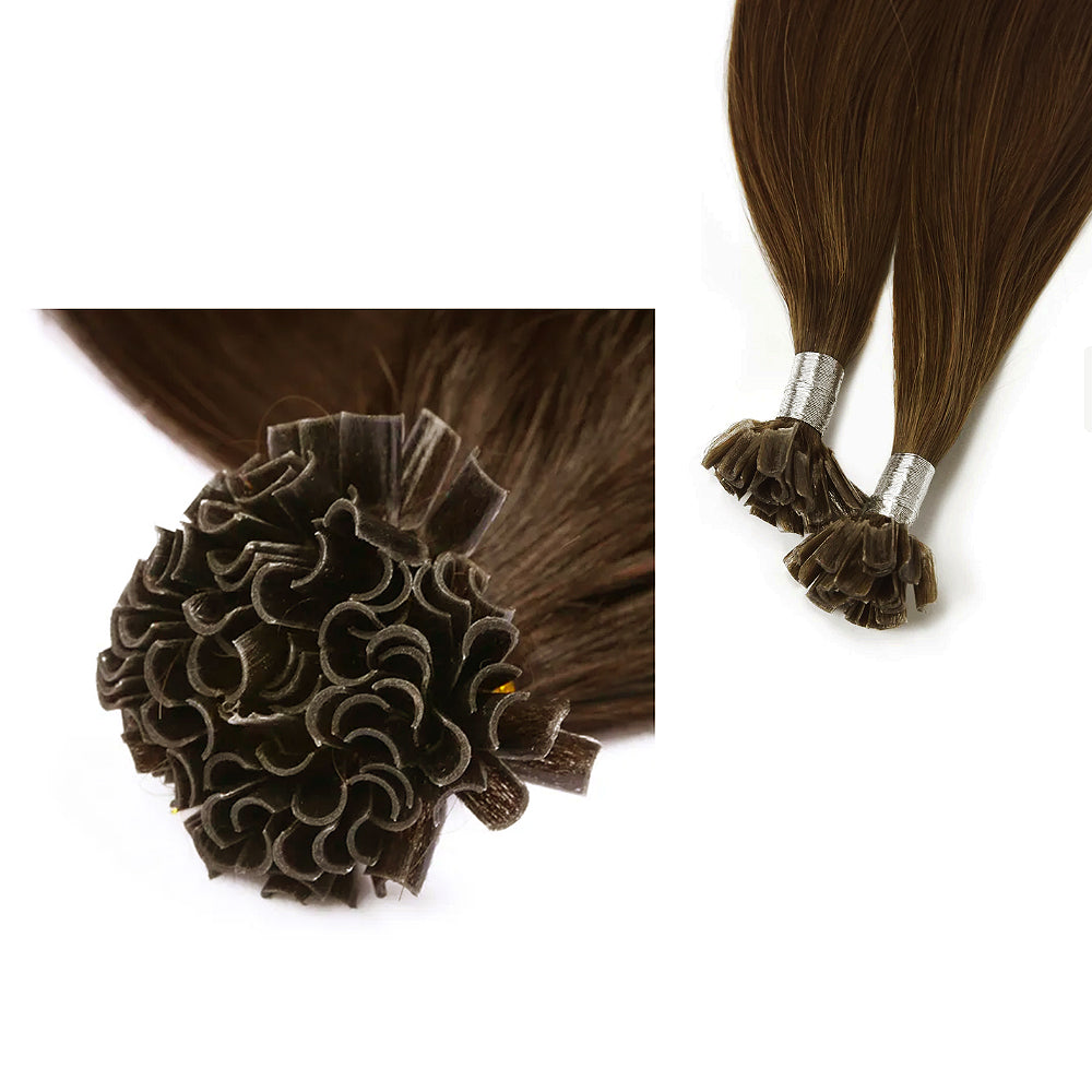 #3- Chocolate Brown k-tips Fusion Hair Extensions 100% Remy Human Hair fusion Extensions - Utips/Flat tips Hair Canadare Bonded