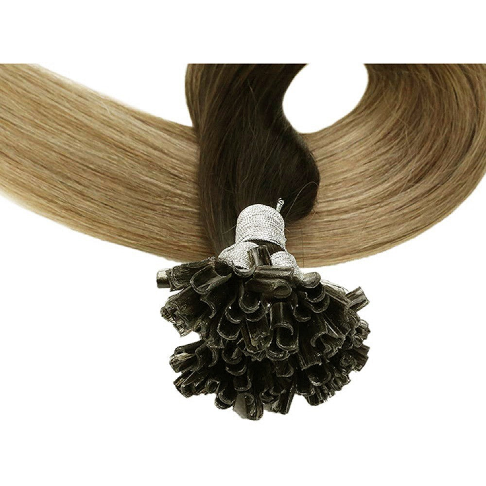 #2/12 Dark Brown Ombre Highlights k-tips Pre-bonded Fusion Hair Extensions 100% Remy Human Hair fusion Extensions - Utips/Flat tips Hair Canadare Bonded