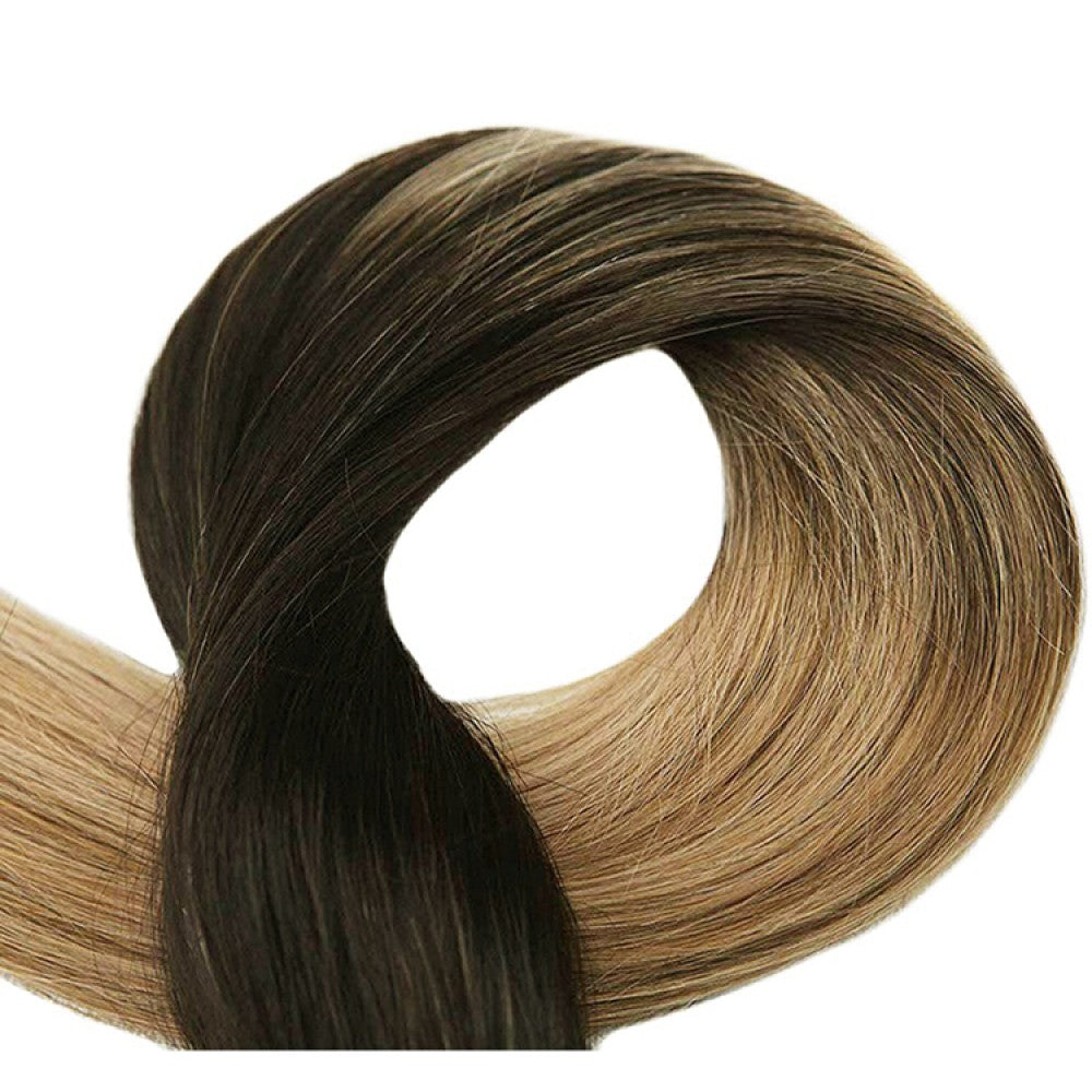 #2/12 Dark Brown Ombre Highlights k-tips Pre-bonded Fusion Hair Extensions 100% Remy Human Hair fusion Extensions - Utips/Flat tips Hair Canadare Bonded