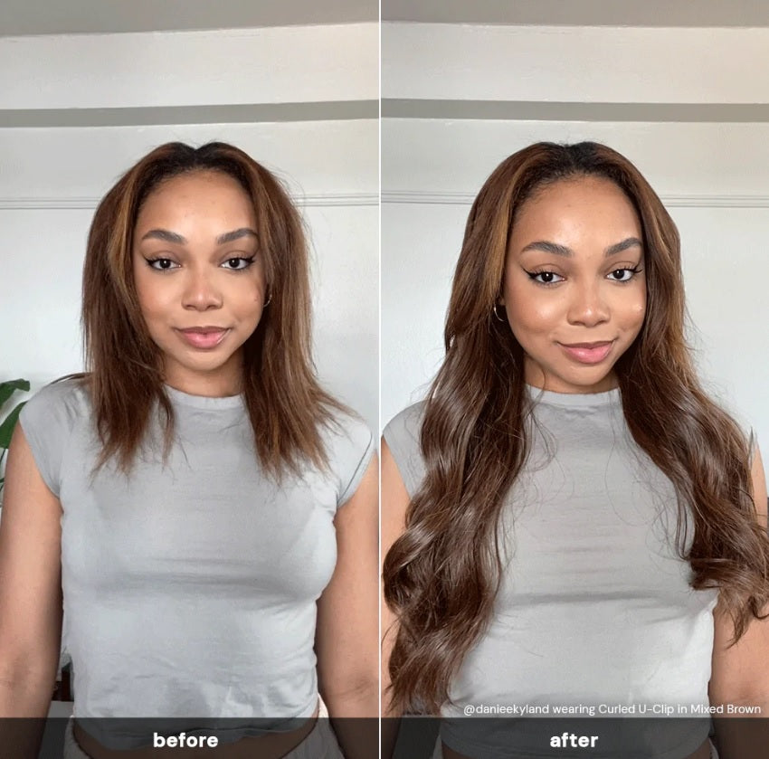 100% Remy Human Hair Halo Extensions Dark Brown Highlights