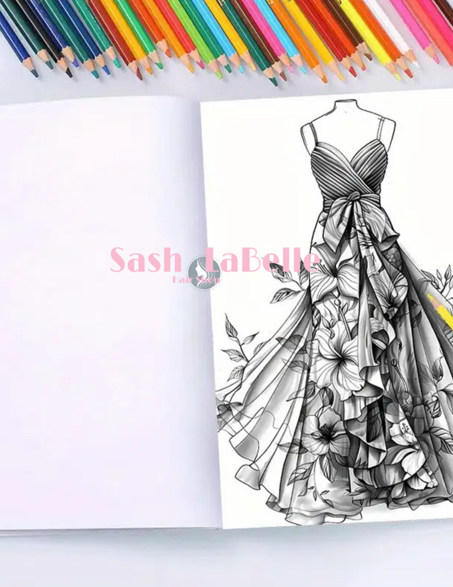 Dress Fashion Styles coloring Books + free Multi-Colored Pencil Crayons