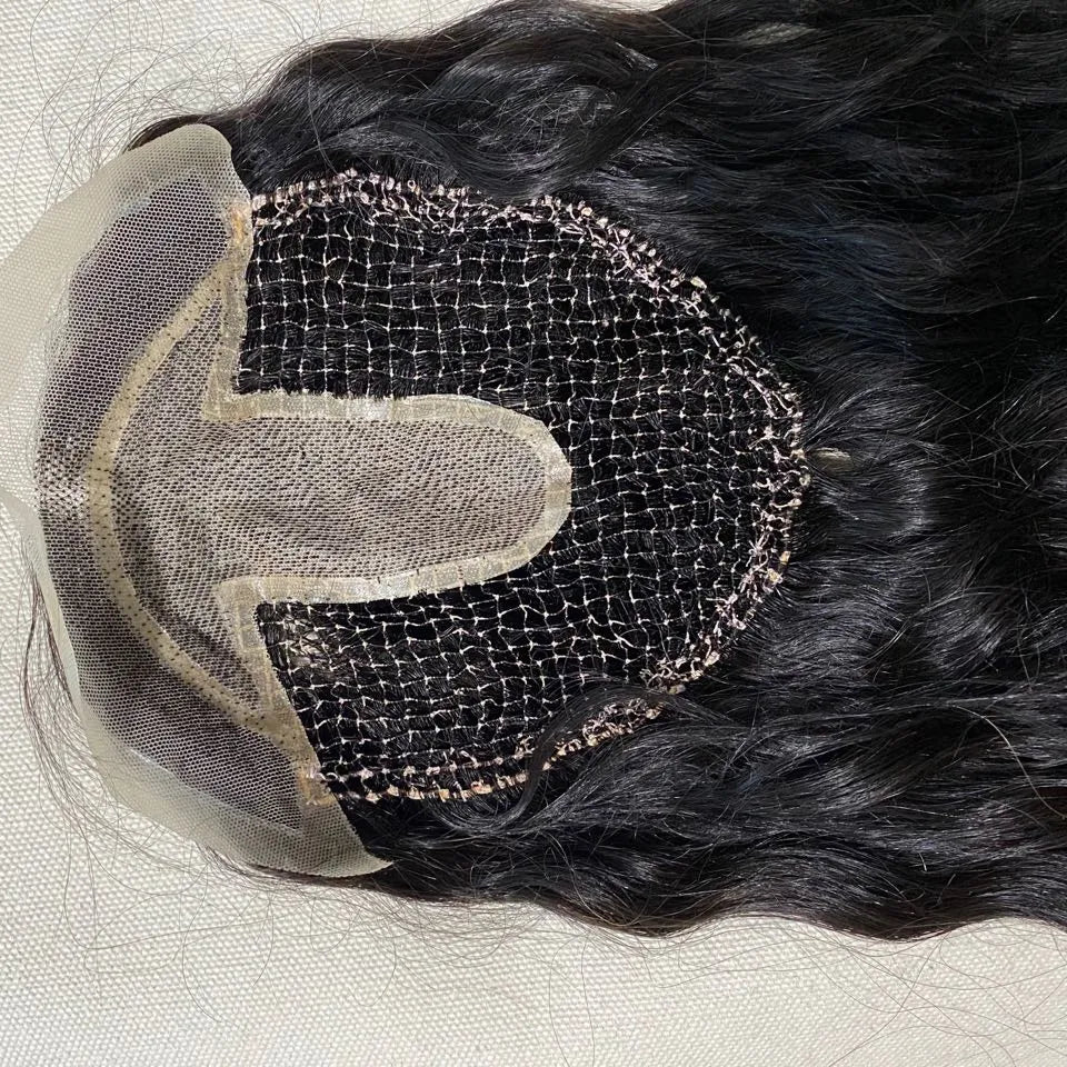 Black Hair 100% Brazilian Human Hair Fishnet base hair Topper