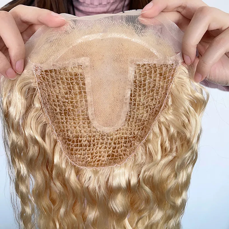 Platinum Blonde 100% Brazilian Human Hair Fishnet base hair Topper