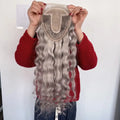 Silver Blonde 100% Brazilian Human Hair Fishnet base hair Topper