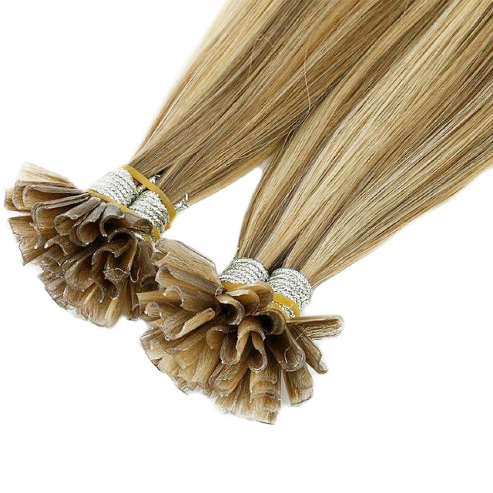 #8/22 Ash Brown/Beach Blonde Highlights k-tips Pre-bonded Fusion Hair Extensions 100% Remy Human Hair fusion Extensions - Utips/Flat tips Hair Canadare Bonded