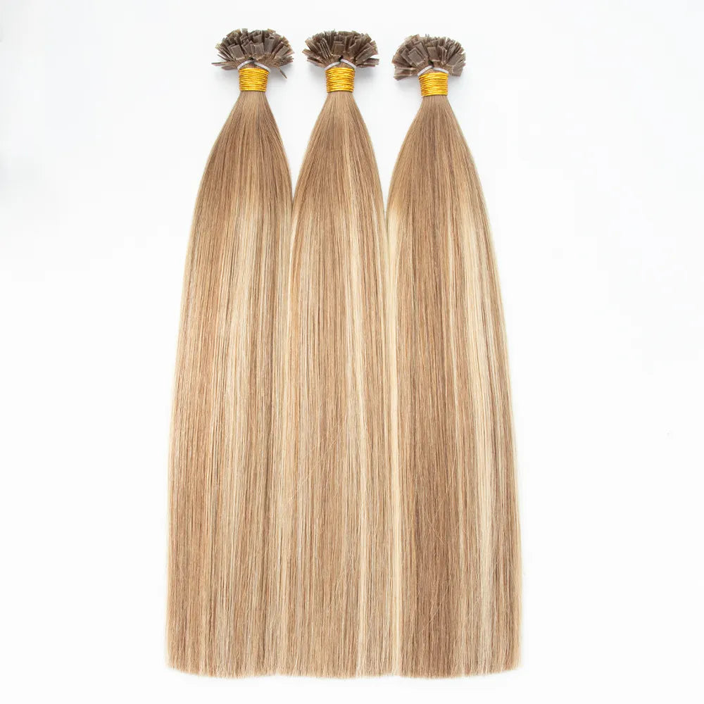 #14/27 Golden blonde/ASH BLONDE U-Tip Fusion Highlight Pre-bonded Hair Extensions 50g/qty
