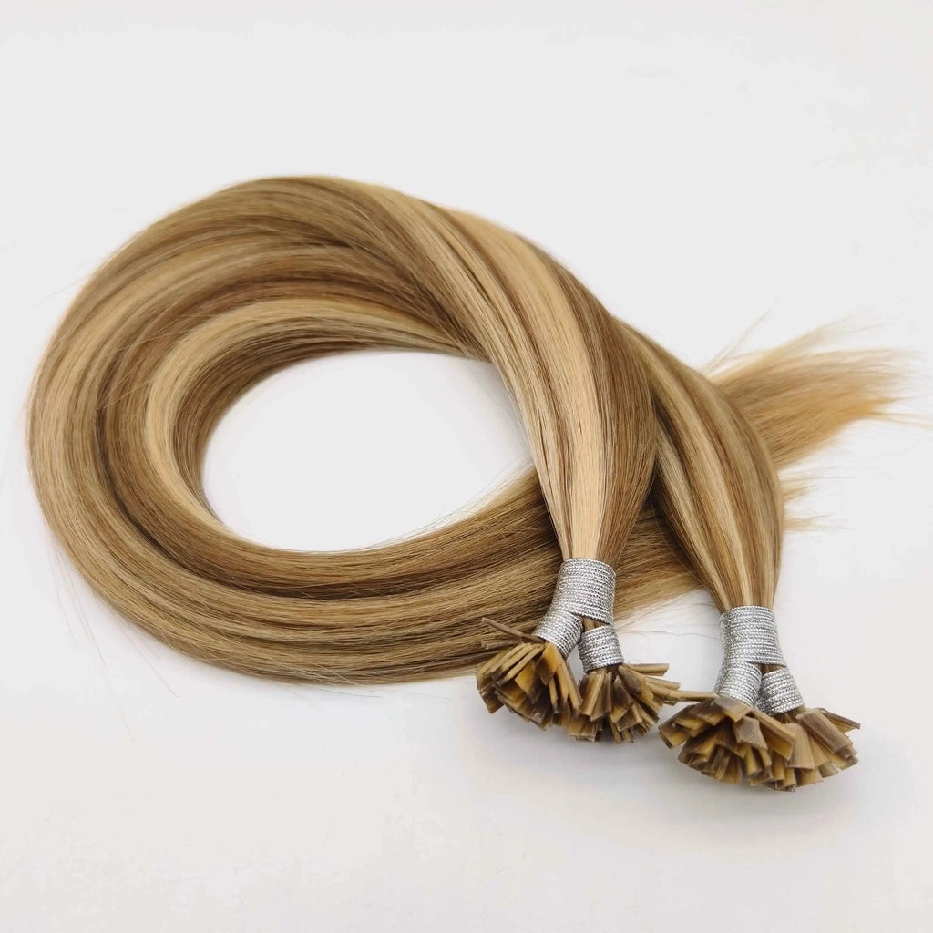 #14/27 Golden blonde/ASH BLONDE U-Tip Fusion Highlight Pre-bonded Hair Extensions 50g/qty