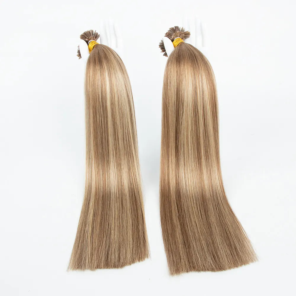 #14/27 Golden blonde/ASH BLONDE U-Tip Fusion Highlight Pre-bonded Hair Extensions 50g/qty
