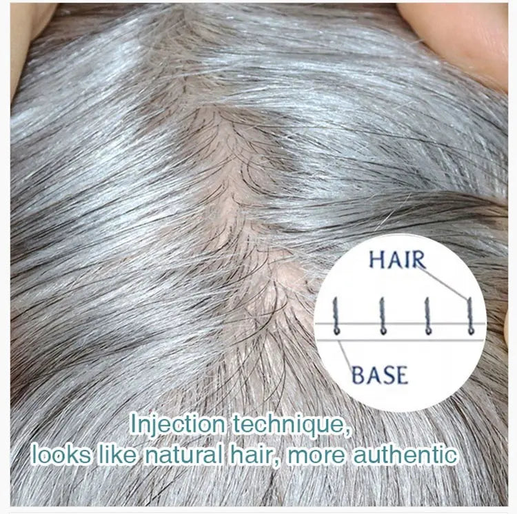Poly Skin Hair Patchers Toupee Human Hairpiece for Natural hairline - Silver Blonde color