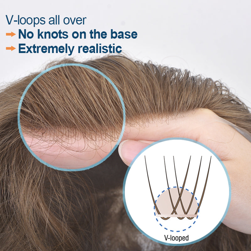 Poly Skin Hair Patchers Toupee Human Hairpiece for Natural hairline - black color