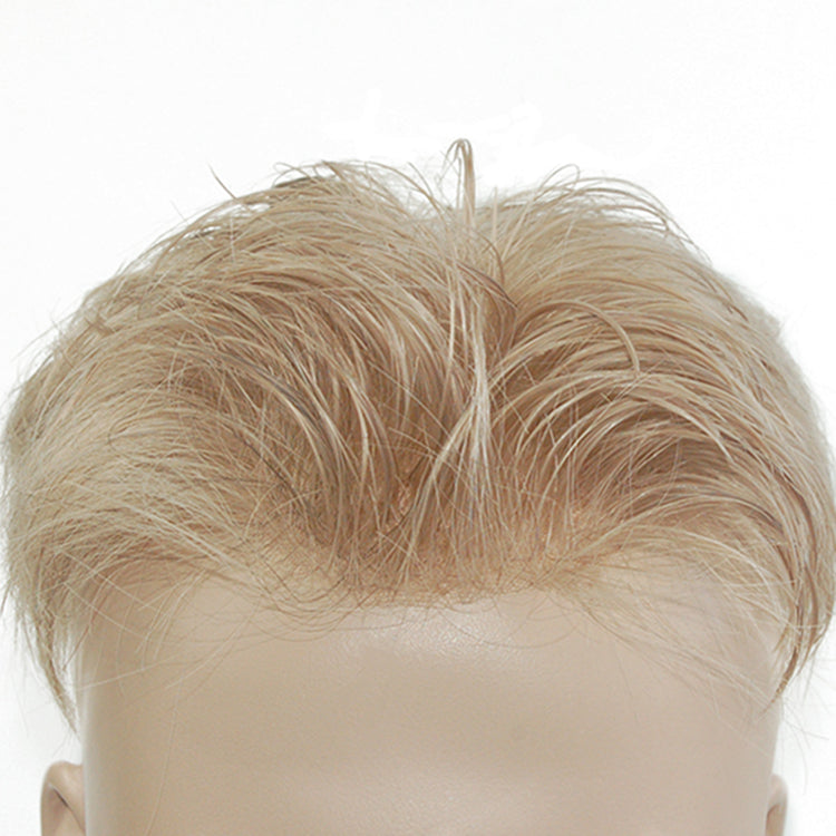Poly Skin Hair Patchers Toupee Human Hairpiece for Natural hairline - Platinum Blonde color
