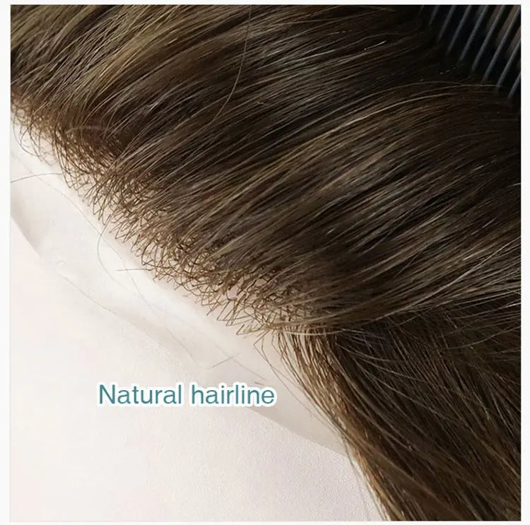 Toupee Monofilament Lace Top With Natural Hair Line - Thin Skin Toupee Hair Piece 0.12mm Injected Poly Skin Toupee 100% European Human Hair 8''x10'' - Natural Hairline. 1B# Off Black)