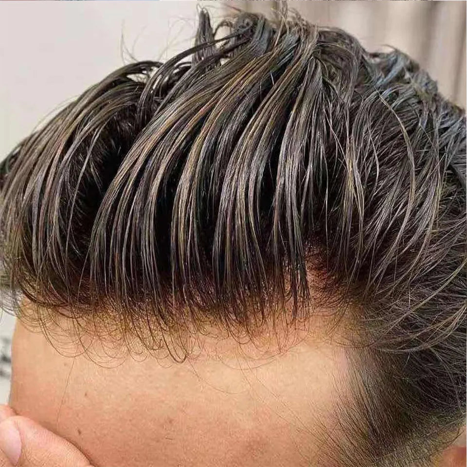 Poly Skin Hair Patchers Toupee Human Hairpiece for Natural hairline - Natural Blonde color