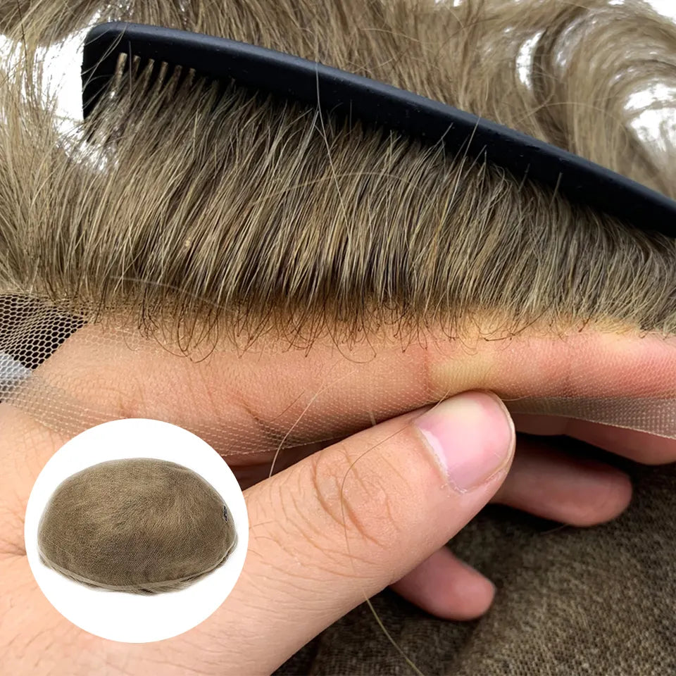 Poly Skin Hair Patchers Toupee Human Hairpiece for Natural hairline - Natural Blonde color