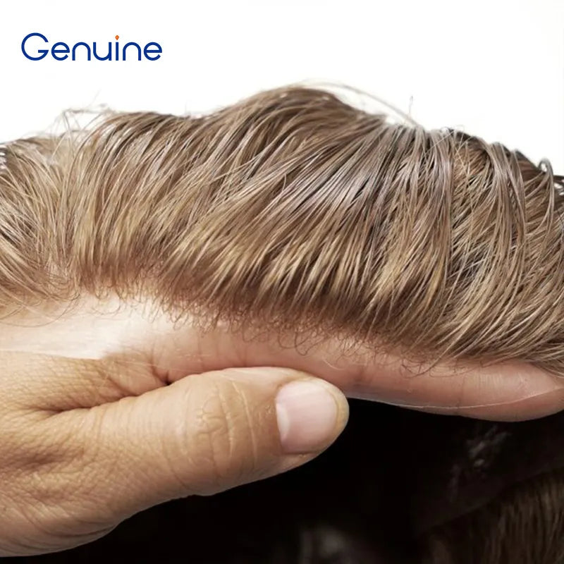 Poly Skin Hair Patchers Toupee Human Hairpiece for Natural hairline - Natural Blonde color