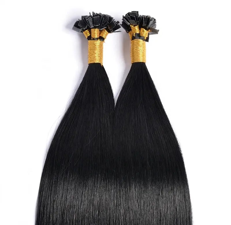 Jet Black Fusion Hair Extensions 100% Remy Human Hair fusion Extensions - Utips/Flat tips Hair Canadare Bonded