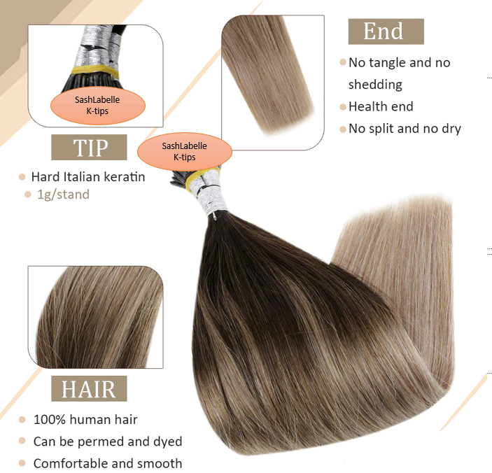 Ombre-Balayage Highlight Fusion Hair Extensions 100% Remy Human Hair fusion Extensions - Utips/Flat tips Hair Canada